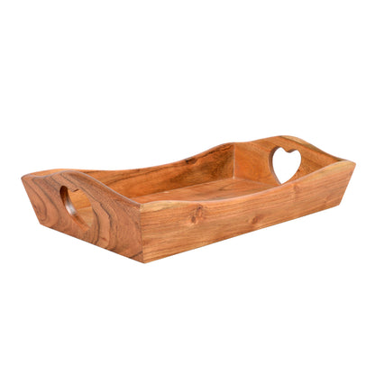 Aranya Wooden Tray With Heart Handle