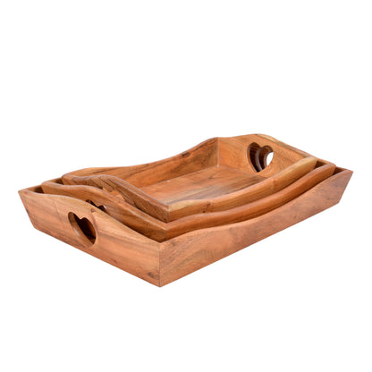 Aranya Wooden Tray With Heart Handle