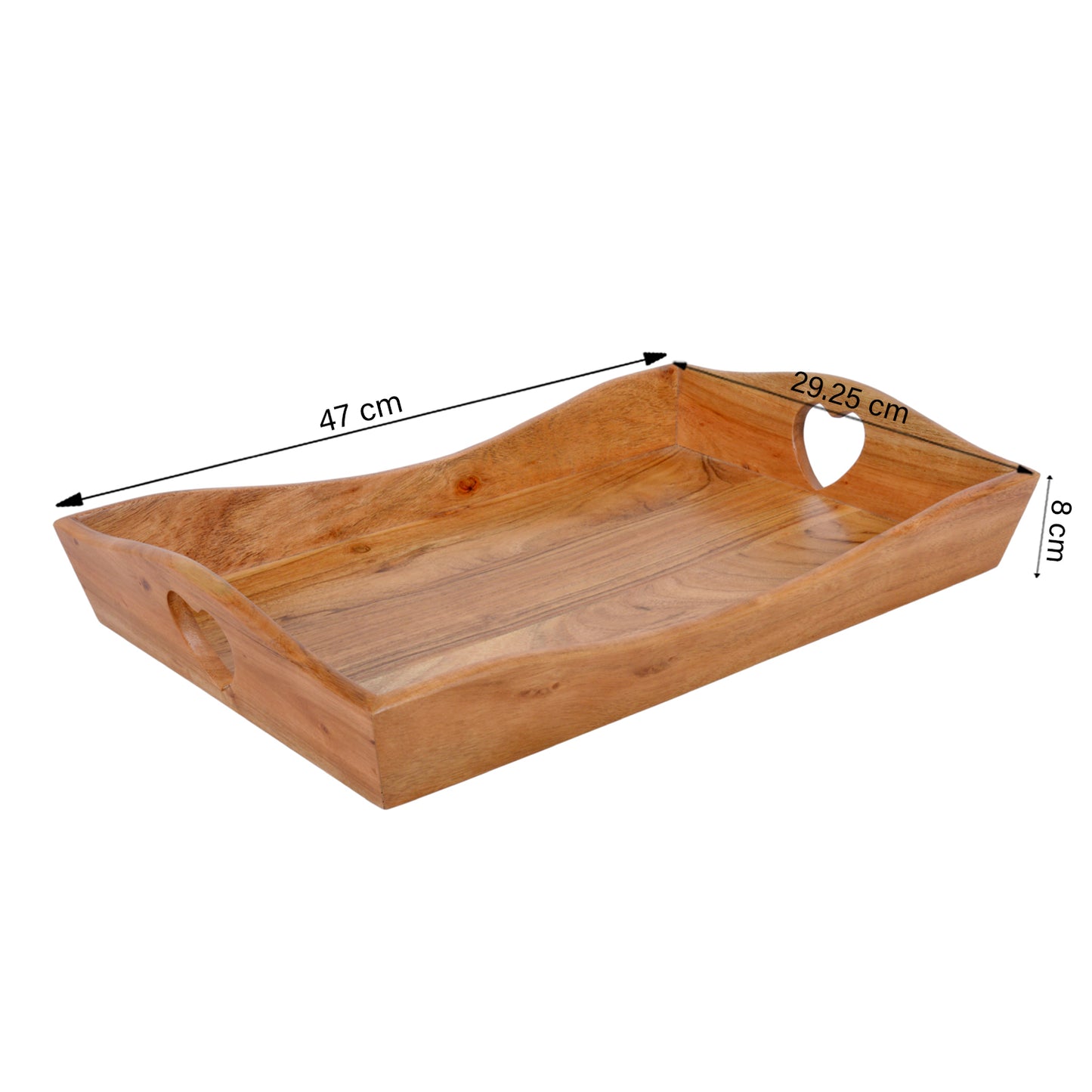 Aranya Wooden Tray With Heart Handle